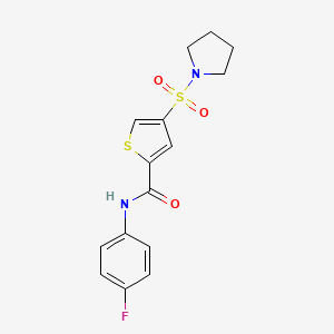 molecular formula C15H15FN2O3S2 B5576334 N-(4-fluorophenyl)-4-(1-pyrrolidinylsulfonyl)-2-thiophenecarboxamide 