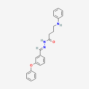 molecular formula C23H23N3O2 B5576338 4-anilino-N-[(E)-(3-phenoxyphenyl)methylideneamino]butanamide 