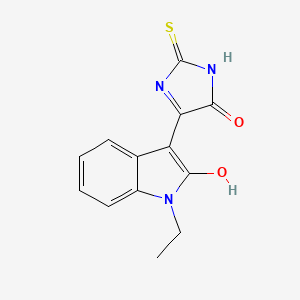 molecular formula C13H11N3O2S B5576406 (3Z)-1-ethyl-3-(5-oxo-2-thioxoimidazolidin-4-ylidene)-1,3-dihydro-2H-indol-2-one 