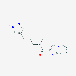 molecular formula C14H17N5OS B5576581 N-methyl-N-[3-(1-methyl-1H-pyrazol-4-yl)propyl]imidazo[2,1-b][1,3]thiazole-6-carboxamide 