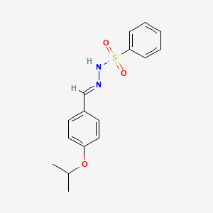 molecular formula C16H18N2O3S B5576618 N-[(E)-(4-propan-2-yloxyphenyl)methylideneamino]benzenesulfonamide 