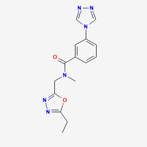molecular formula C15H16N6O2 B5576664 N-[(5-ethyl-1,3,4-oxadiazol-2-yl)methyl]-N-methyl-3-(4H-1,2,4-triazol-4-yl)benzamide 