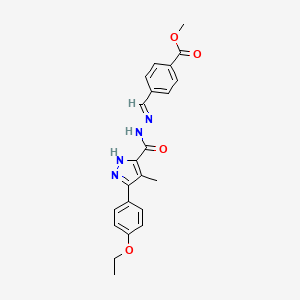 molecular formula C22H22N4O4 B5576703 methyl 4-[(E)-[[3-(4-ethoxyphenyl)-4-methyl-1H-pyrazole-5-carbonyl]hydrazinylidene]methyl]benzoate 