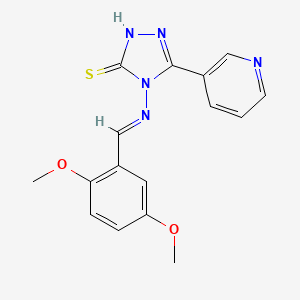 molecular formula C16H15N5O2S B5576749 4-{[(E)-(2,5-DIMETHOXYPHENYL)METHYLIDENE]AMINO}-5-(3-PYRIDINYL)-4H-1,2,4-TRIAZOLE-3-THIOL 