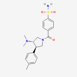 molecular formula C20H25N3O3S B5576759 4-{[(3S*,4R*)-3-(dimethylamino)-4-(4-methylphenyl)-1-pyrrolidinyl]carbonyl}benzenesulfonamide 