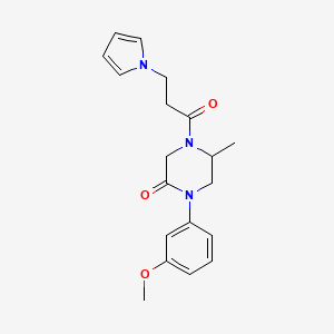 molecular formula C19H23N3O3 B5576787 1-(3-methoxyphenyl)-5-methyl-4-[3-(1H-pyrrol-1-yl)propanoyl]-2-piperazinone 