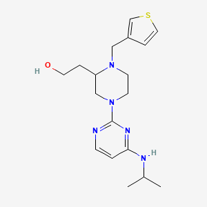 molecular formula C18H27N5OS B5576794 2-[4-[4-(isopropylamino)-2-pyrimidinyl]-1-(3-thienylmethyl)-2-piperazinyl]ethanol 