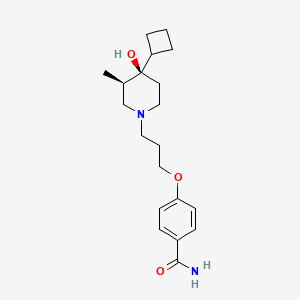 molecular formula C20H30N2O3 B5576817 4-{3-[(3R*,4R*)-4-cyclobutyl-4-hydroxy-3-methylpiperidin-1-yl]propoxy}benzamide 