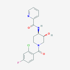 molecular formula C18H17ClFN3O3 B5576827 N-[(3R*,4R*)-1-(2-chloro-4-fluorobenzoyl)-3-hydroxypiperidin-4-yl]pyridine-2-carboxamide 