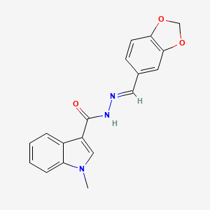 molecular formula C18H15N3O3 B5576855 N-[(E)-1,3-benzodioxol-5-ylmethylideneamino]-1-methylindole-3-carboxamide 