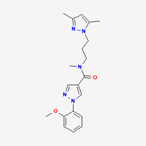 molecular formula C20H25N5O2 B5576904 N-[3-(3,5-dimethyl-1H-pyrazol-1-yl)propyl]-1-(2-methoxyphenyl)-N-methyl-1H-pyrazole-4-carboxamide 