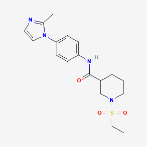 molecular formula C18H24N4O3S B5576989 1-(ethylsulfonyl)-N-[4-(2-methyl-1H-imidazol-1-yl)phenyl]piperidine-3-carboxamide 