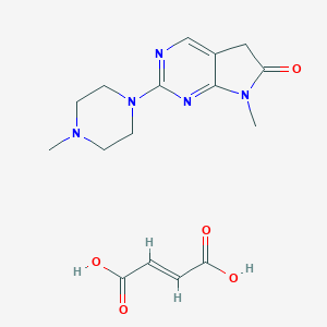 molecular formula C16H21N5O5 B055770 6H-Pyrrolo(2,3-d)pyrimidin-6-one, 5,7-dihydro-7-methyl-2-(4-methyl-1-piperazinyl)-, (Z)-2-butenedioate (1:1) CAS No. 122113-45-5