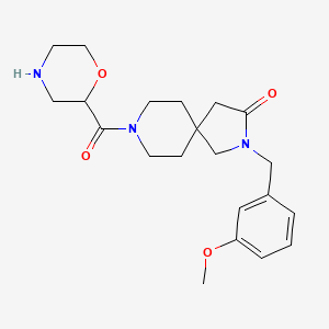 molecular formula C21H29N3O4 B5577058 2-(3-methoxybenzyl)-8-(2-morpholinylcarbonyl)-2,8-diazaspiro[4.5]decan-3-one hydrochloride 