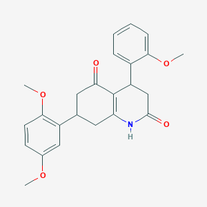 molecular formula C24H25NO5 B5577097 7-(2,5-DIMETHOXYPHENYL)-4-(2-METHOXYPHENYL)-1,2,3,4,5,6,7,8-OCTAHYDROQUINOLINE-2,5-DIONE 