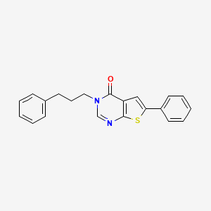 molecular formula C21H18N2OS B5577160 6-Phenyl-3-(3-phenylpropyl)thieno[2,3-d]pyrimidin-4-one 
