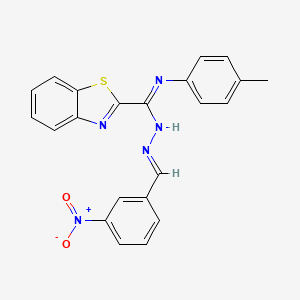 molecular formula C22H17N5O2S B5577171 N-(4-methylphenyl)-N'-(3-nitrobenzylidene)-1,3-benzothiazole-2-carbohydrazonamide 