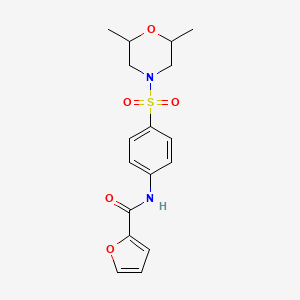 molecular formula C17H20N2O5S B5577176 N-{4-[(2,6-dimethylmorpholin-4-yl)sulfonyl]phenyl}furan-2-carboxamide 