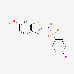 molecular formula C14H11FN2O3S2 B5577242 4-fluoro-N-(6-methoxy-1,3-benzothiazol-2-yl)benzenesulfonamide 