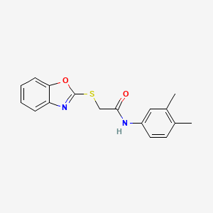 molecular formula C17H16N2O2S B5577276 2-(1,3-benzoxazol-2-ylsulfanyl)-N-(3,4-dimethylphenyl)acetamide 