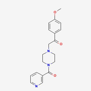 molecular formula C19H21N3O3 B5577317 1-(4-methoxyphenyl)-2-[4-(pyridine-3-carbonyl)piperazin-1-yl]ethanone 