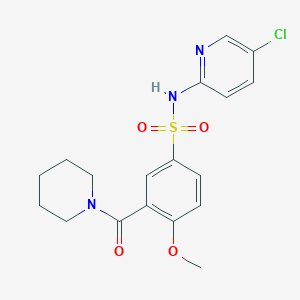 molecular formula C18H20ClN3O4S B5577398 N-(5-chloropyridin-2-yl)-4-methoxy-3-(piperidine-1-carbonyl)benzenesulfonamide 