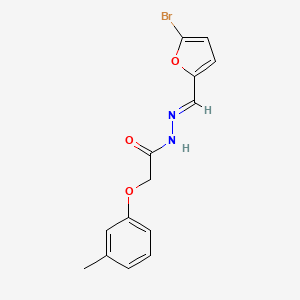 molecular formula C14H13BrN2O3 B5577503 N'-[(E)-(5-bromofuran-2-yl)methylidene]-2-(3-methylphenoxy)acetohydrazide 