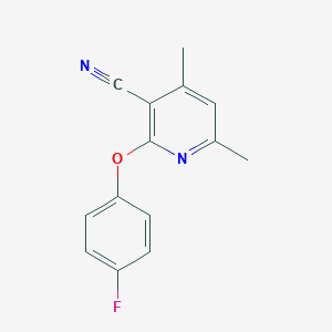 molecular formula C14H11FN2O B5577622 2-(4-Fluorophenoxy)-4,6-dimethylpyridine-3-carbonitrile 