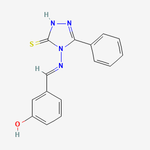 molecular formula C15H12N4OS B5577706 3-(((3-Phenyl-5-sulfanyl-4H-1,2,4-triazol-4-YL)imino)methyl)phenol 