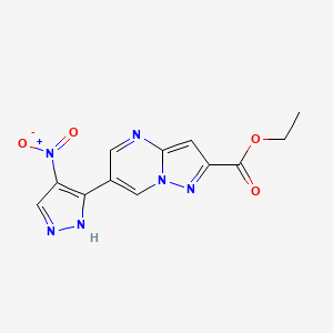 molecular formula C12H10N6O4 B5577795 ethyl 6-(4-nitro-1H-pyrazol-5-yl)pyrazolo[1,5-a]pyrimidine-2-carboxylate 