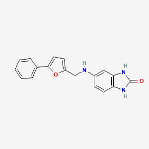 molecular formula C18H15N3O2 B5577808 5-{[(5-PHENYLFURAN-2-YL)METHYL]AMINO}-2,3-DIHYDRO-1H-1,3-BENZODIAZOL-2-ONE 