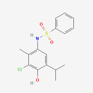 molecular formula C16H18ClNO3S B5577893 N-(3-chloro-4-hydroxy-2-methyl-5-propan-2-ylphenyl)benzenesulfonamide 