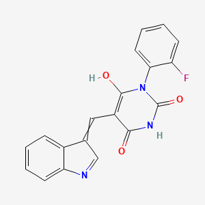 molecular formula C19H12FN3O3 B5577931 1-(2-Fluorophenyl)-6-hydroxy-5-(indol-3-ylidenemethyl)pyrimidine-2,4-dione 