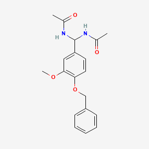 molecular formula C19H22N2O4 B5577999 N-{(acetylamino)[3-methoxy-4-(phenylmethoxy)phenyl]methyl}acetamide 