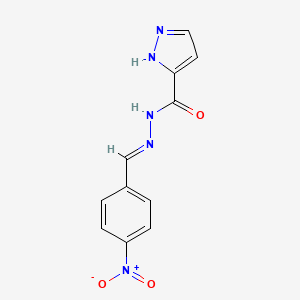molecular formula C11H9N5O3 B5578132 N'-[(E)-(4-NITROPHENYL)METHYLIDENE]-1H-PYRAZOLE-5-CARBOHYDRAZIDE 