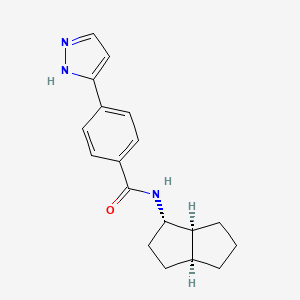 molecular formula C18H21N3O B5578143 N-[(1S,3aS,6aS)-1,2,3,3a,4,5,6,6a-octahydropentalen-1-yl]-4-(1H-pyrazol-5-yl)benzamide 