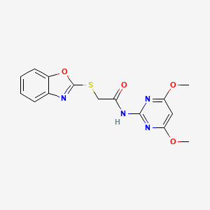 molecular formula C15H14N4O4S B5578315 2-(1,3-benzoxazol-2-ylsulfanyl)-N-(4,6-dimethoxypyrimidin-2-yl)acetamide 