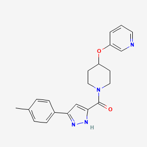 molecular formula C21H22N4O2 B5578349 [3-(4-methylphenyl)-1H-pyrazol-5-yl]-(4-pyridin-3-yloxypiperidin-1-yl)methanone 