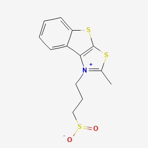 molecular formula C13H13NO2S3 B5578480 3-(2-Methyl-[1]benzothiolo[3,2-d][1,3]thiazol-1-ium-1-yl)propane-1-sulfinate 