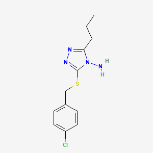 molecular formula C12H15ClN4S B5578546 3-[(4-Chlorophenyl)methylsulfanyl]-5-propyl-1,2,4-triazol-4-amine 