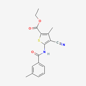 molecular formula C17H16N2O3S B5578554 Ethyl 4-cyano-3-methyl-5-(3-methylbenzamido)thiophene-2-carboxylate 