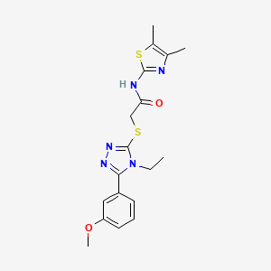 molecular formula C18H21N5O2S2 B5578676 N-(4,5-dimethyl-1,3-thiazol-2-yl)-2-{[4-ethyl-5-(3-methoxyphenyl)-4H-1,2,4-triazol-3-yl]sulfanyl}acetamide 