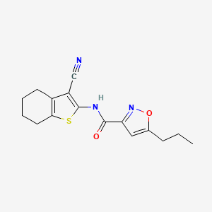 molecular formula C16H17N3O2S B5578721 N-(3-cyano-4,5,6,7-tetrahydro-1-benzothiophen-2-yl)-5-propyl-1,2-oxazole-3-carboxamide 