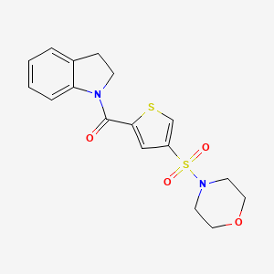 molecular formula C17H18N2O4S2 B5578769 2,3-Dihydroindol-1-yl-(4-morpholin-4-ylsulfonylthiophen-2-yl)methanone 