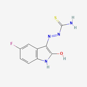 molecular formula C9H7FN4OS B5578920 {[(3Z)-5-FLUORO-2-OXO-2,3-DIHYDRO-1H-INDOL-3-YLIDENE]AMINO}THIOUREA 