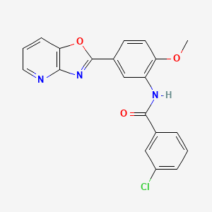 molecular formula C20H14ClN3O3 B5579006 3-chloro-N-[2-methoxy-5-([1,3]oxazolo[4,5-b]pyridin-2-yl)phenyl]benzamide 