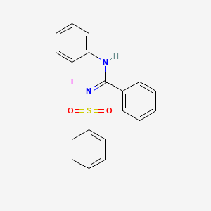 molecular formula C20H17IN2O2S B5579300 N-(2-iodophenyl)-N'-(4-methylphenyl)sulfonylbenzenecarboximidamide 
