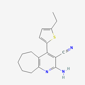 molecular formula C17H19N3S B5579359 2-Amino-4-(5-ethyl(2-thienyl))-5,6,7,8,9-pentahydrocyclohepta[2,1-b]pyridine-3-carbonitrile 