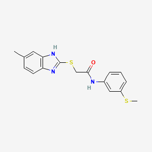 molecular formula C17H17N3OS2 B5579384 2-[(5-methyl-1H-benzimidazol-2-yl)sulfanyl]-N-[3-(methylsulfanyl)phenyl]acetamide 