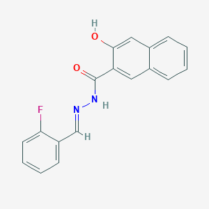 molecular formula C18H13FN2O2 B5579422 N'-[(E)-(2-fluorophenyl)methylidene]-3-hydroxynaphthalene-2-carbohydrazide 